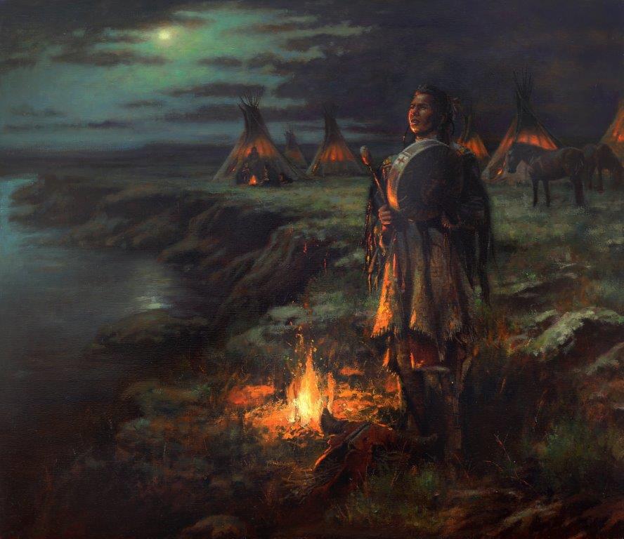 orignal oil painting, Night Song by artist Don Oelze