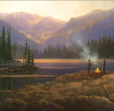 original oil painting, Nightfall on Boulder Creek by artist Brooke Wetzel