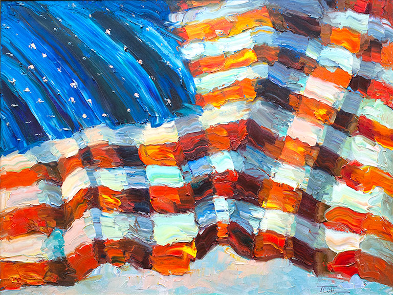 original patriotic oil painting, Devoted by the artist Troy Collins