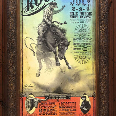 2011 Belle Fourche Black Hills Round-Up Rodeo Poster by the artist Bob Coronato, framed fine art rodeo poster