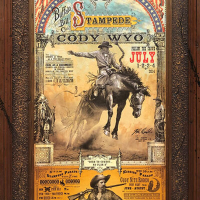 2014 Buffalo Bill Cody Stampede Rodeo Poster by Bob Coronato, framed limited edition fine art print