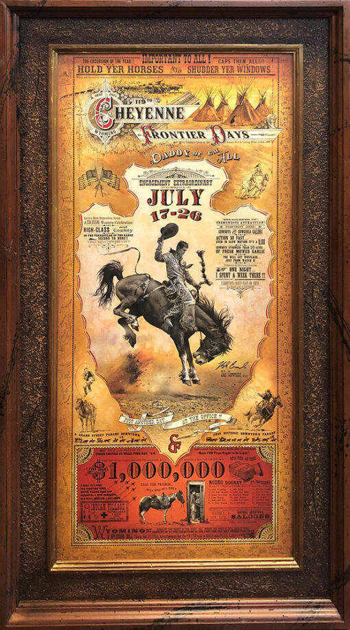 2015 Cheyenne Frontier Days Rodeo Poster by Bob Coronato, framed limited edition fine art print