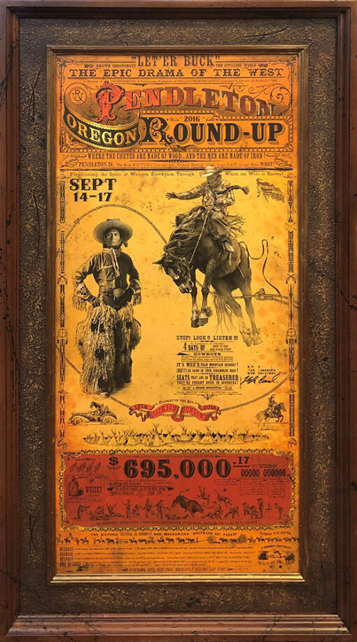 2016 Pendleton Round-Up Poster by the artist Bob Coronato, framed limited edition fine art print